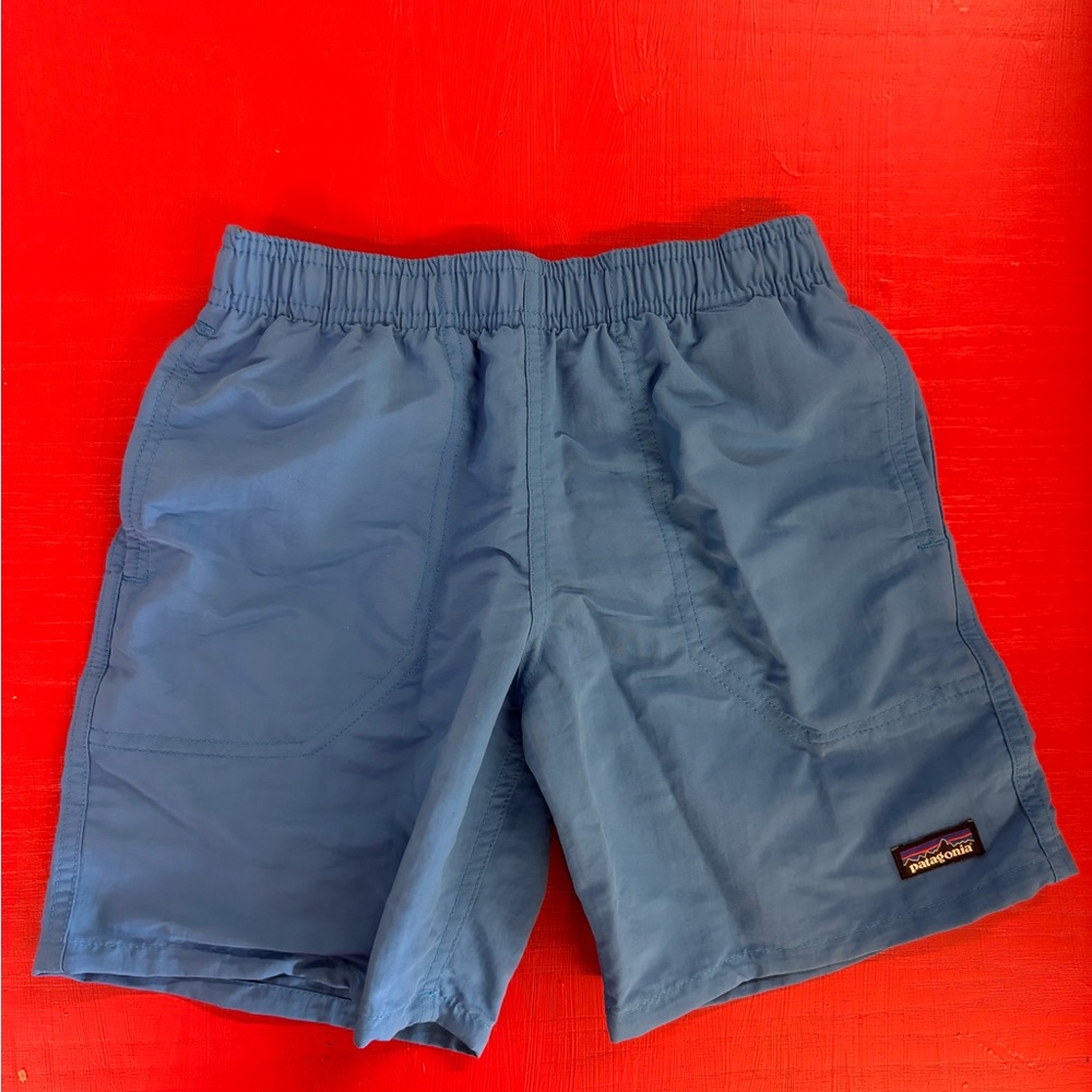 NWT Patagonia Kids Small (7-8) Baggies Shorts 7” Blue Lined